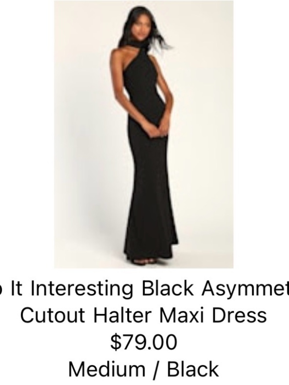 Lulu's Black One-Shoulder Halter Maxi Dress